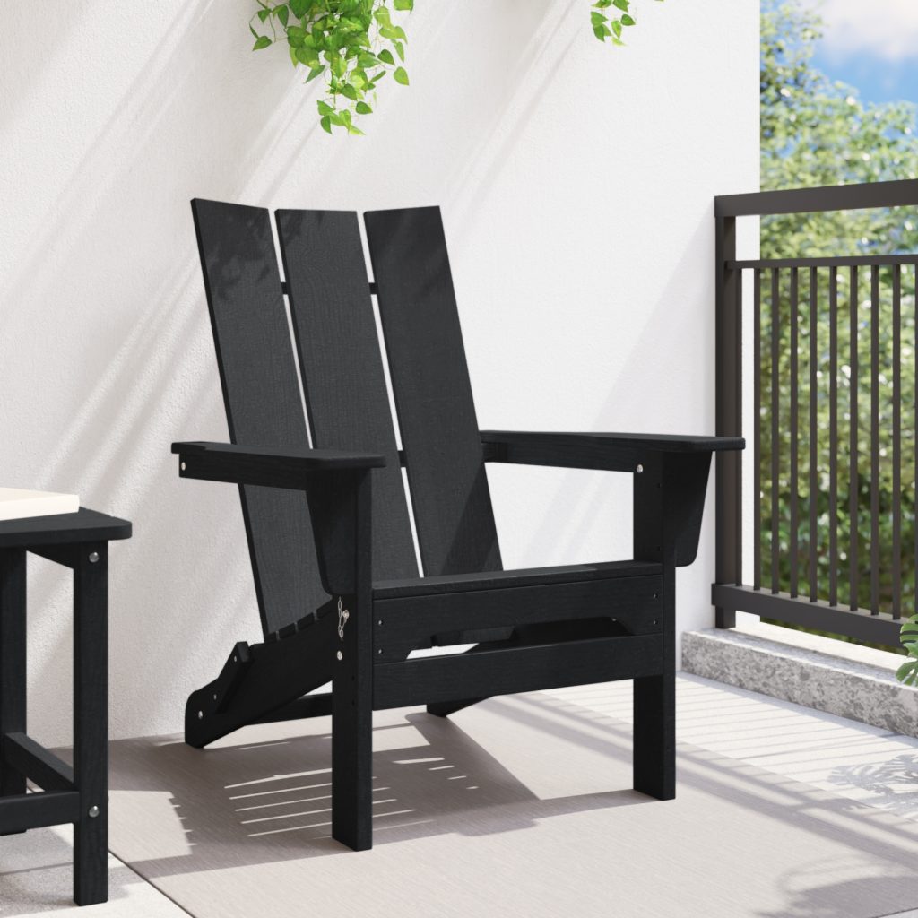 Taitettava Adirondack-tuoli Musta 74.5x80.5x90 cm HDPE - Image 3