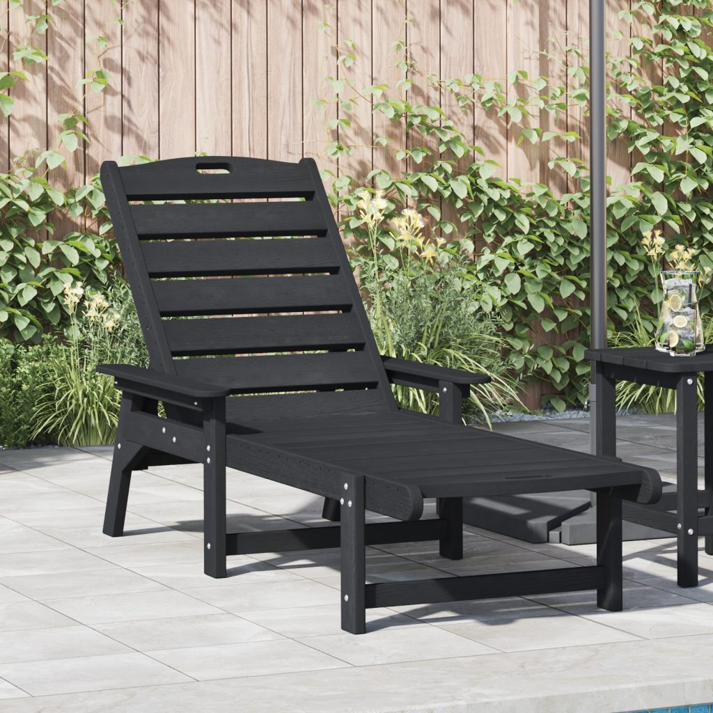 aurinkotuoli Musta 53x162x98.5 cm HDPE