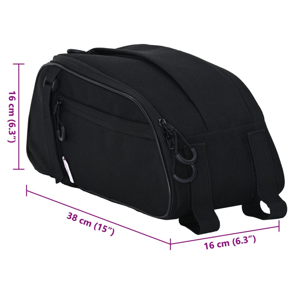 Polkupyörälaukku Pannier Telineelle 8 L Musta 38x16x16 cm - Image 11