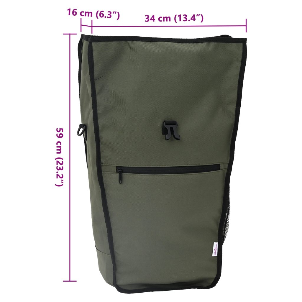 Polkupyörälaatikko pannierille 20 L Oliivinvihreä 34x16x59 cm - Image 12