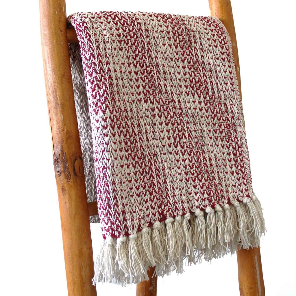 Boho puuvillaviltti rubiininpunainen - 125x150cm