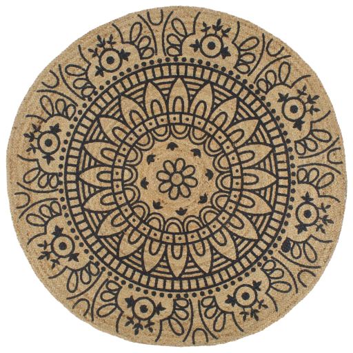 Käsintehty juuttimatto tummansinisellä kuviolla 90 cm