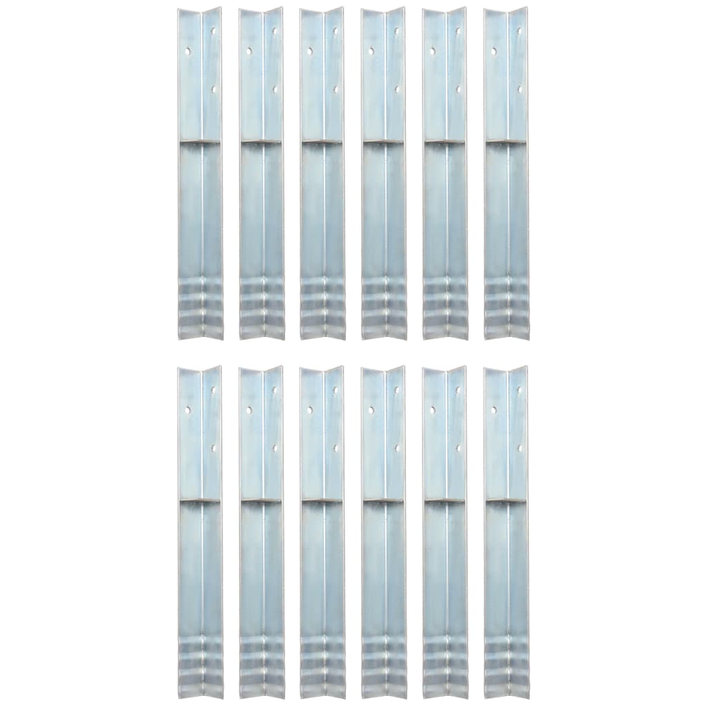 Maa-ankkurit L-muoto 12 kpl galvanoitu teräs 5x5x50 cm