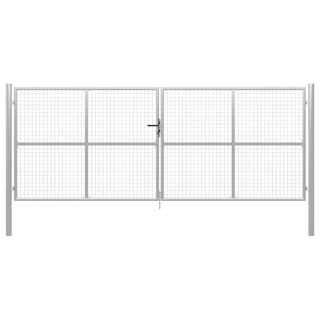 Puutarhaportti galvanoitu teräs 415x200 cm hopea