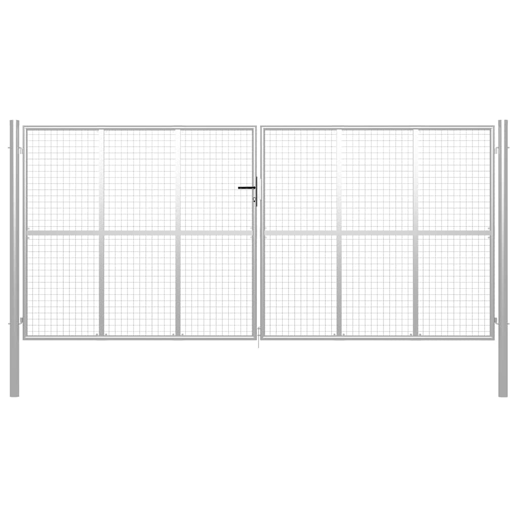 Puutarhaportti galvanoitu teräs 415x225 cm hopea