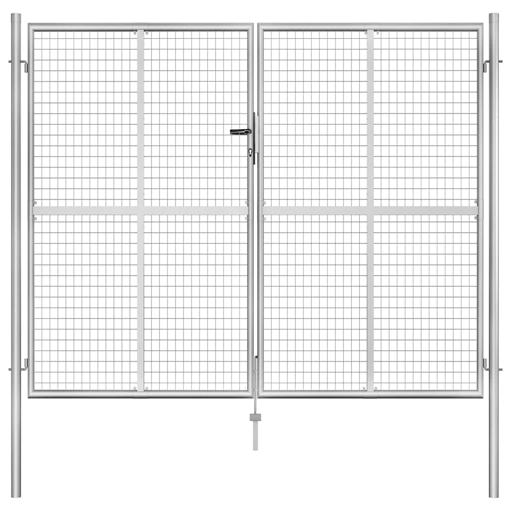 Puutarhaportti galvanoitu teräs 306x250 cm hopea