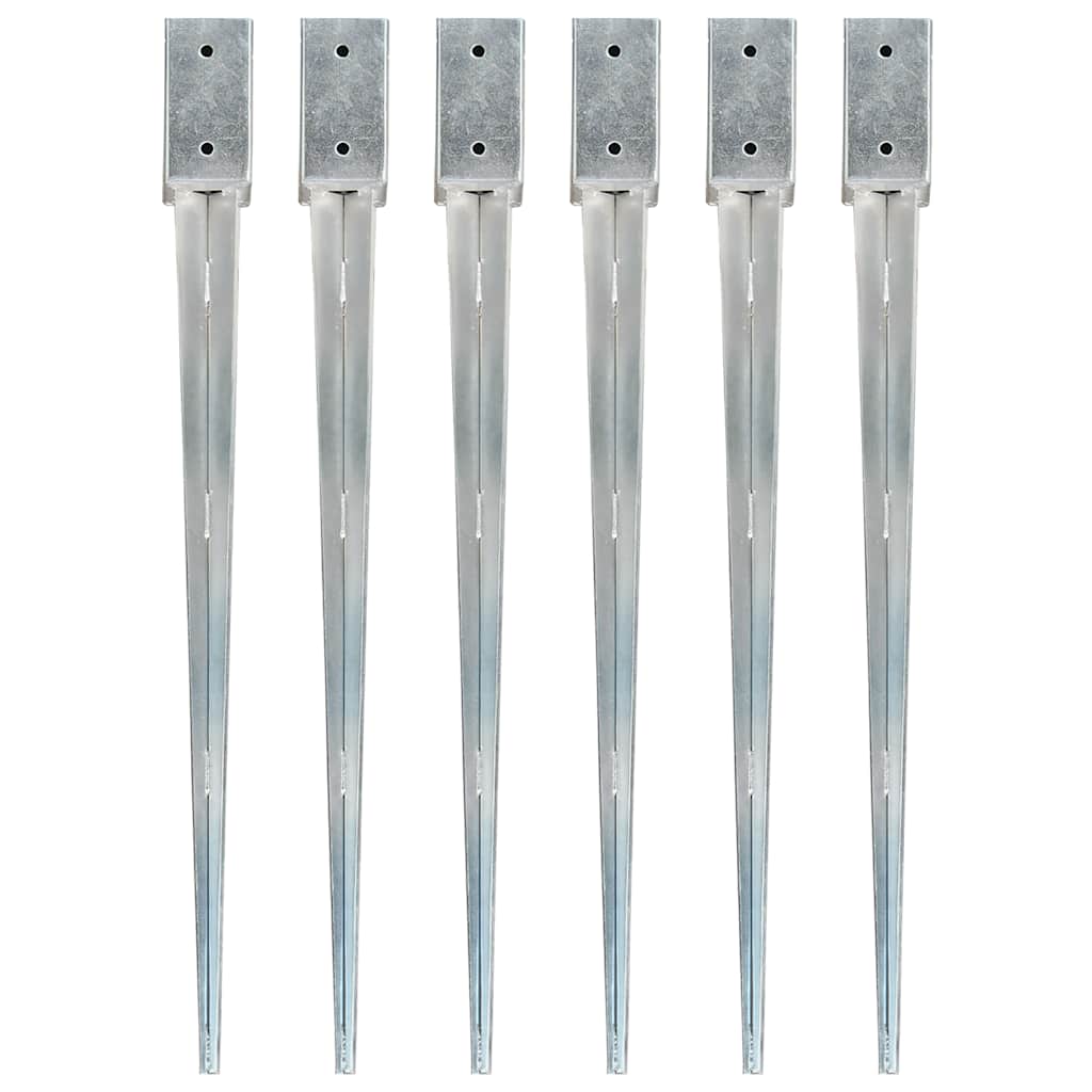Maapiikit 6 kpl hopea 7x7x90 cm galvanoitu teräs