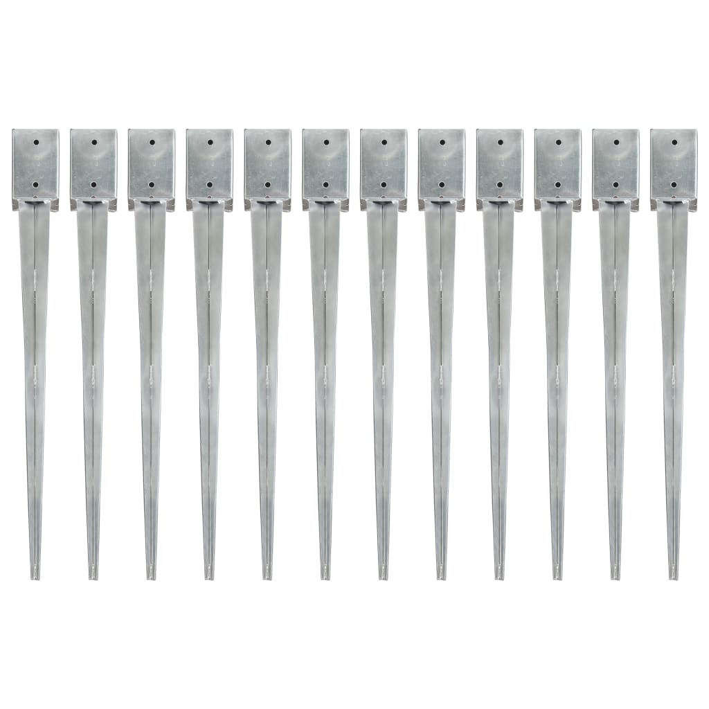 Maapiikit 12 kpl hopea 9x9x90 cm galvanoitu teräs
