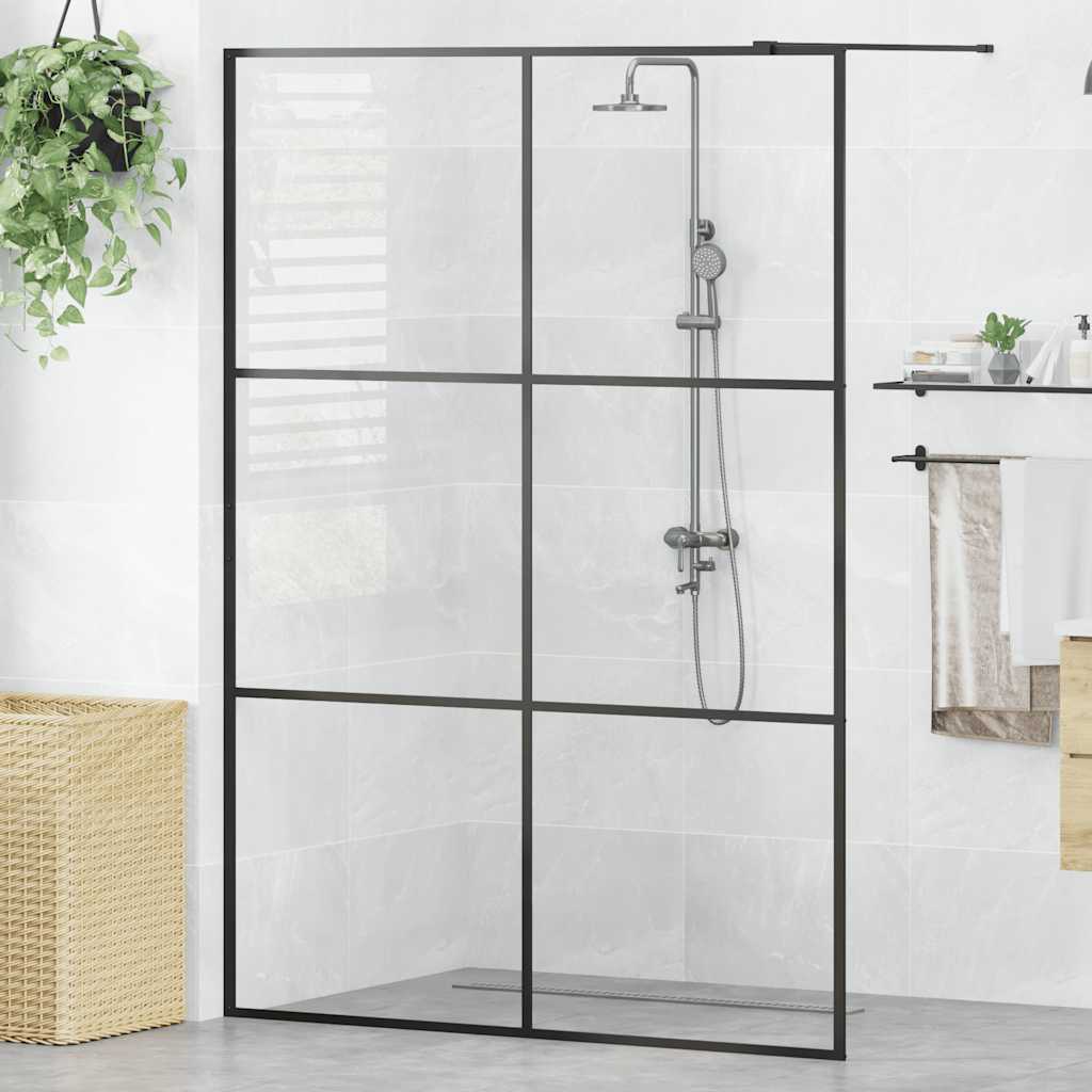 Walk-in suihkun seinäke kirkas ESG-lasi 140x195 cm musta
