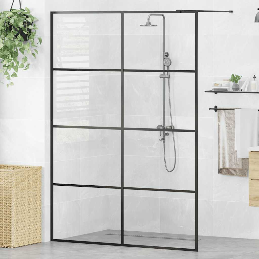 Walk-in suihkun seinäke kirkas ESG-lasi 140x195 cm musta