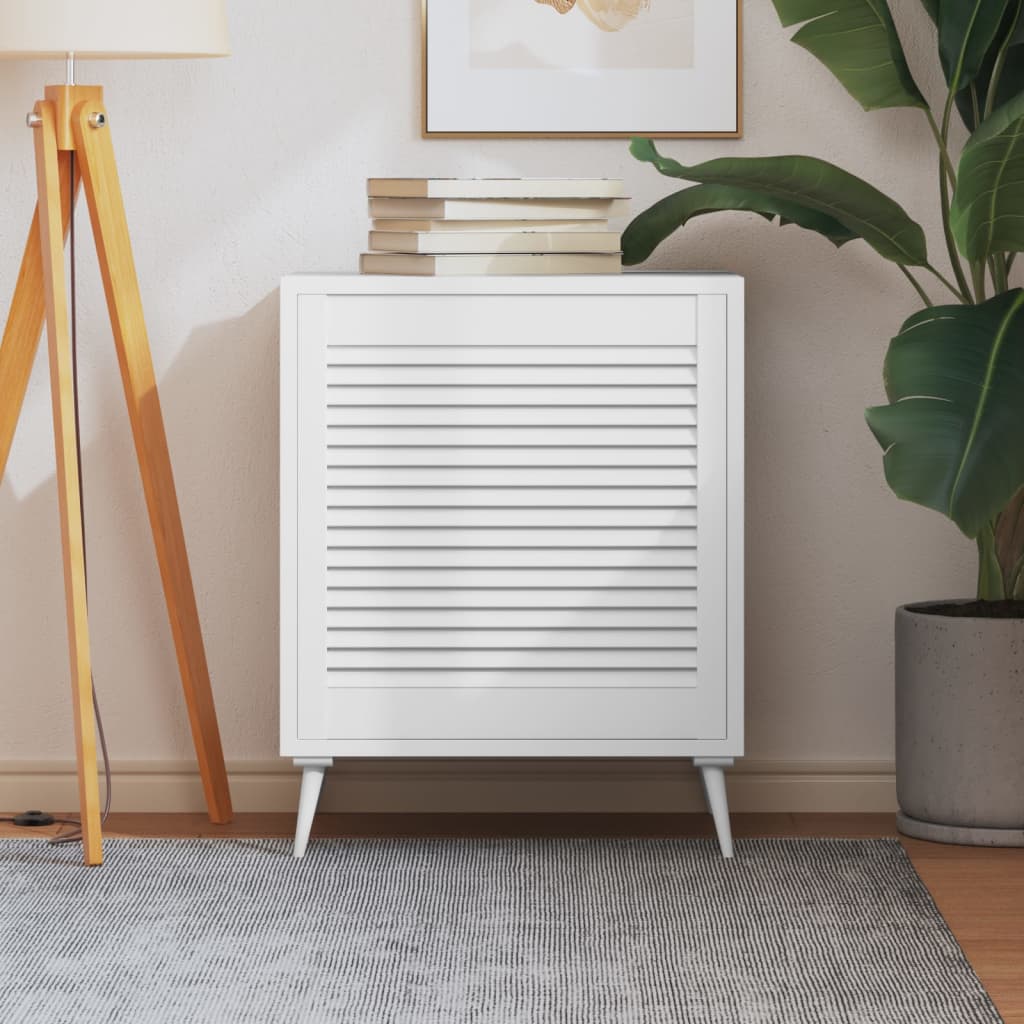 Kaapin ovi säleikkömuotoilu valkoinen 61,5x59,4 cm täysi mänty