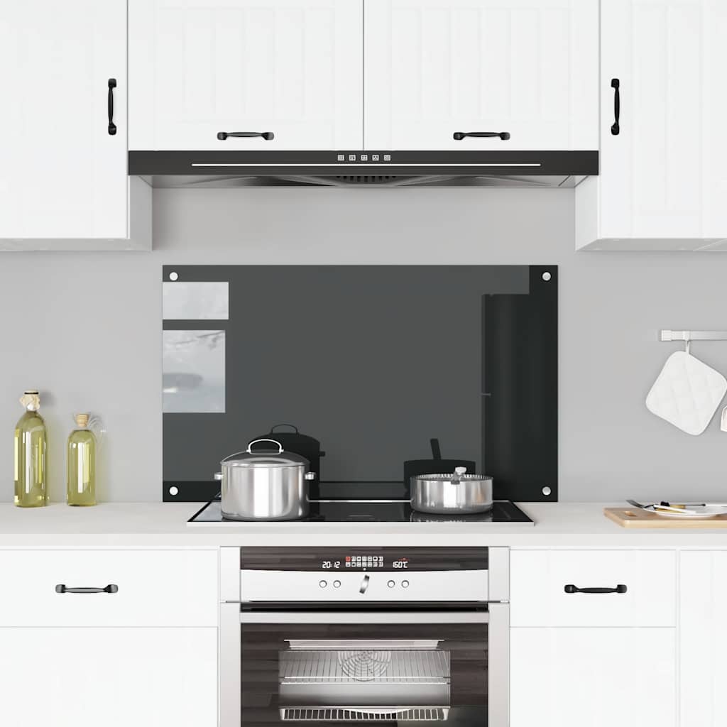 Keittiön roiskesuoja musta 100x60 cm karkaistu lasi