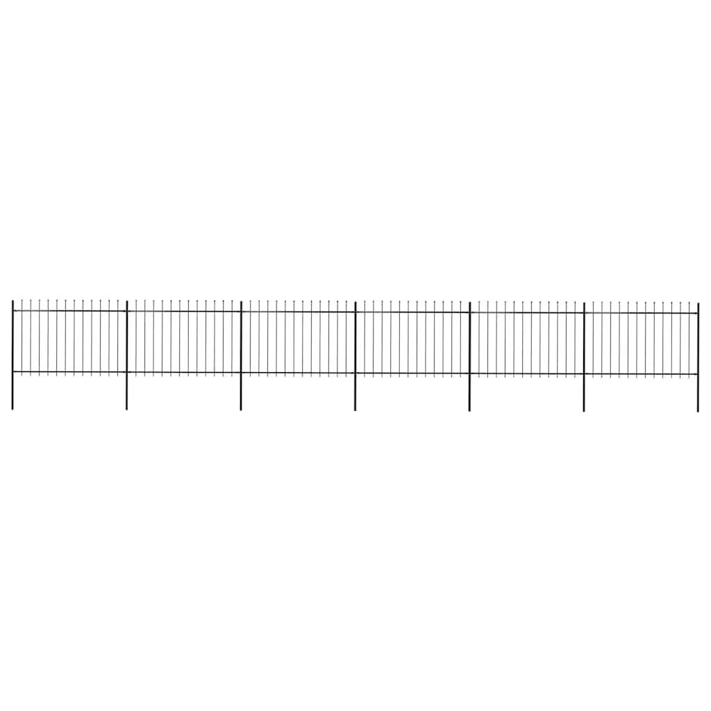 Puutarha-aita keihäskärjillä 10,2x1,2 m teräs musta