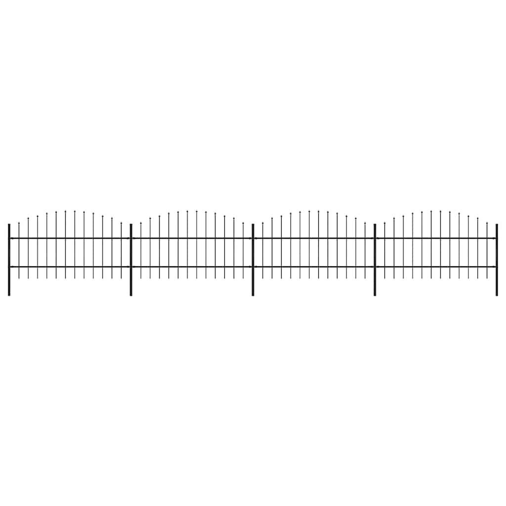 Puutarha-aita keihäskärjillä teräs (0,75-1)x6,8 m musta