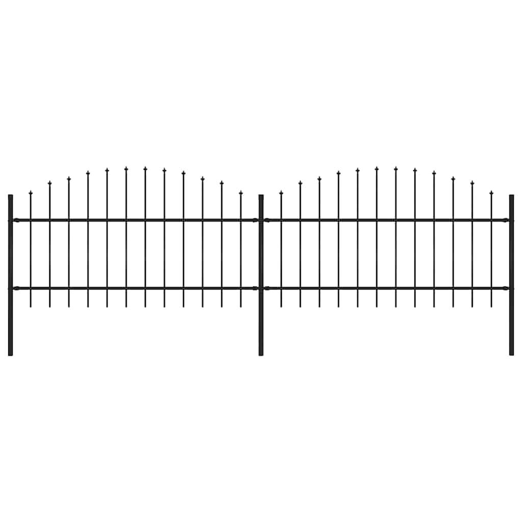 Puutarha-aita keihäskärjillä teräs (1-1,25)x3,4 m musta