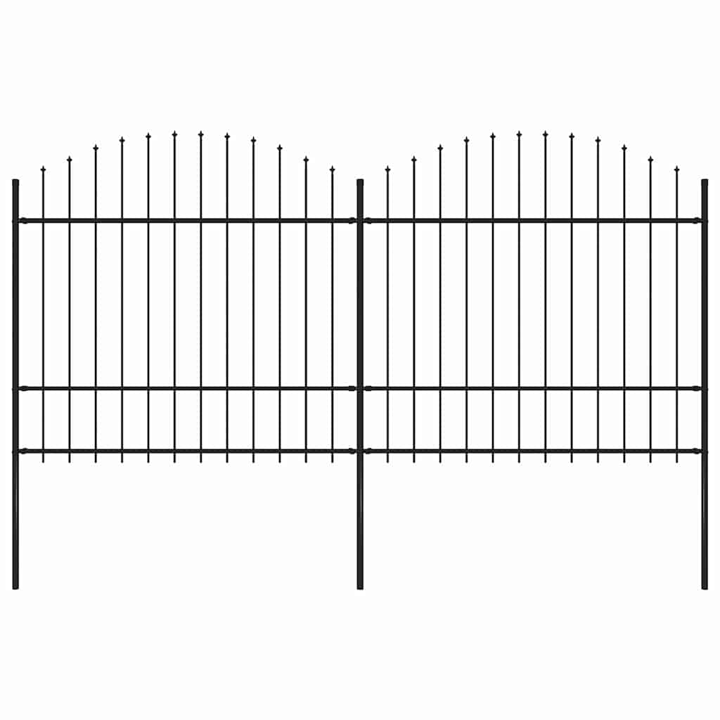 Puutarha-aita keihäskärjillä teräs (1,5-1,75)x3,4 m musta