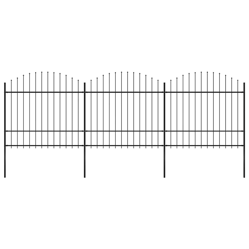 Puutarha-aita keihäskärjillä teräs (1,5-1,75)x5,1 m musta
