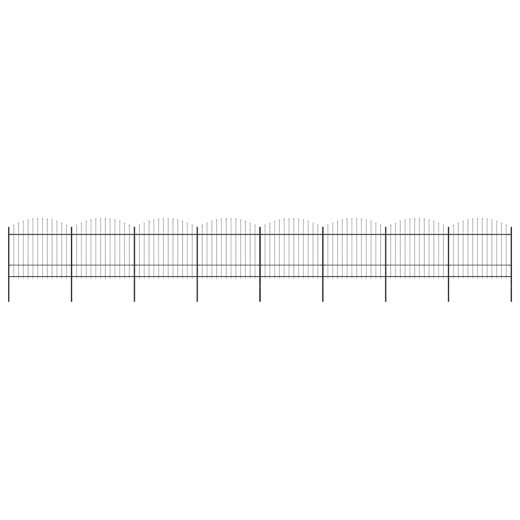 Puutarha-aita keihäskärjillä teräs (1,5-1,75)x13,6 m musta