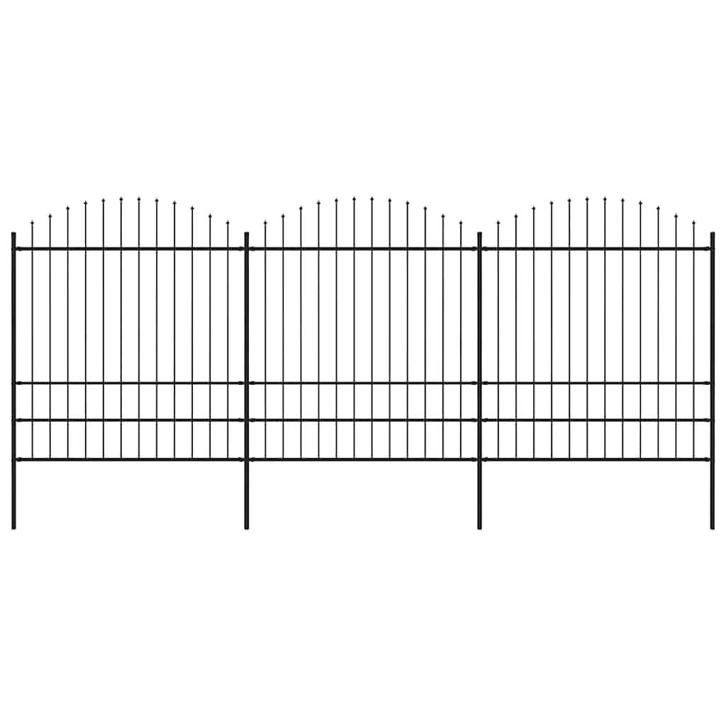 Puutarha-aita keihäskärjillä teräs (1,75-2)x5,1 m musta