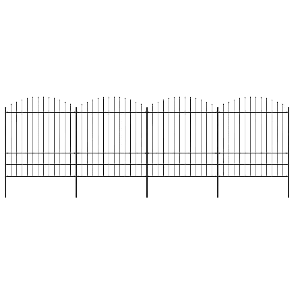 Puutarha-aita keihäskärjillä teräs (1,75-2)x6,8 m musta