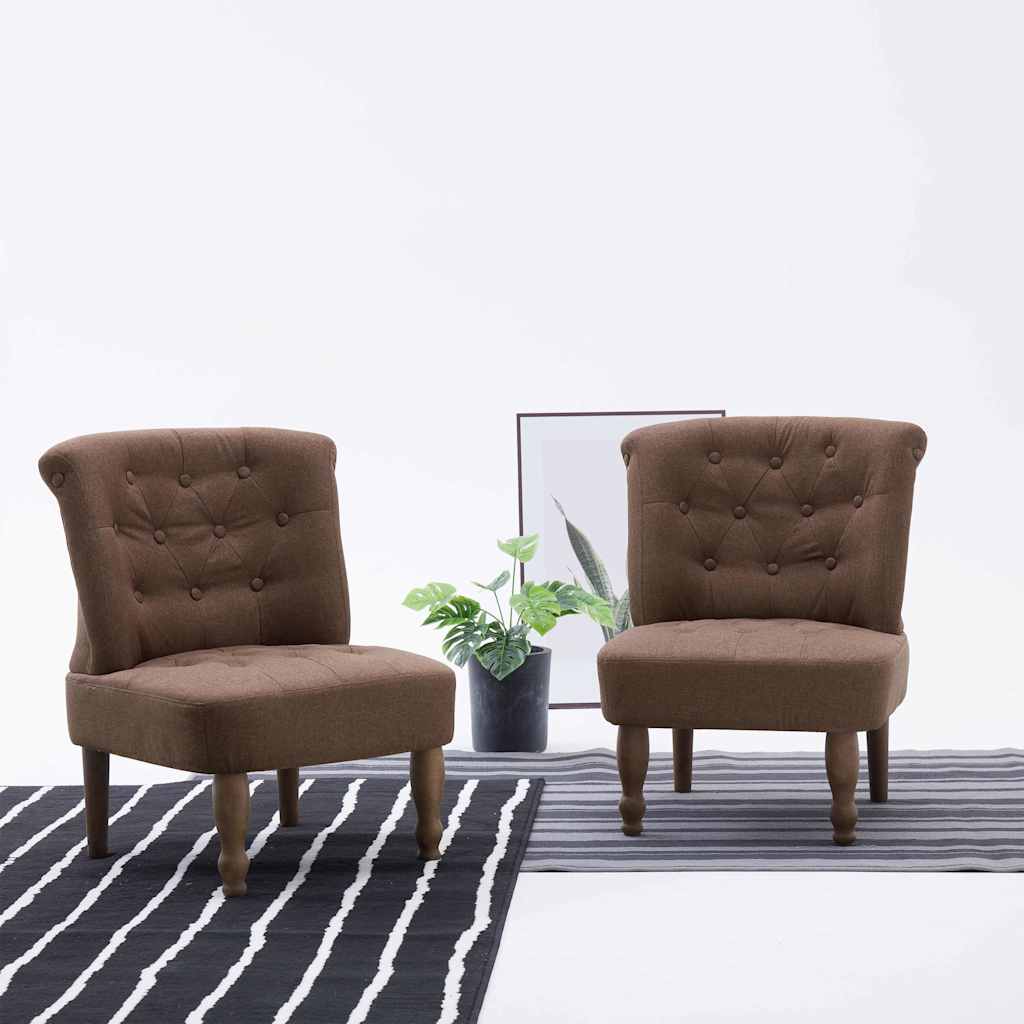 Ranskalaiset tuolit 2 kpl ruskea kangas