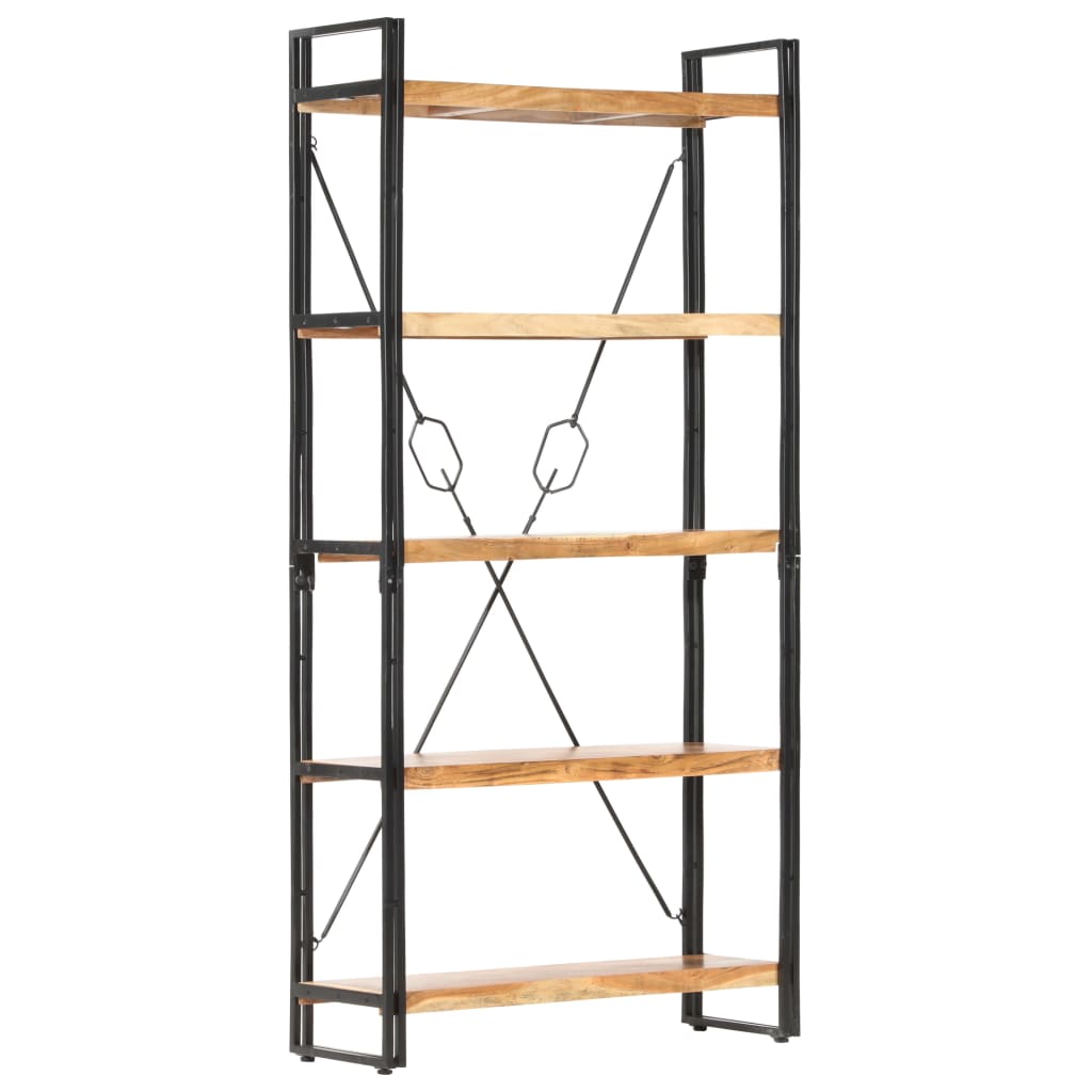 5-tasoinen kirjahylly 90x30x180 cm täysi akaasiapuu