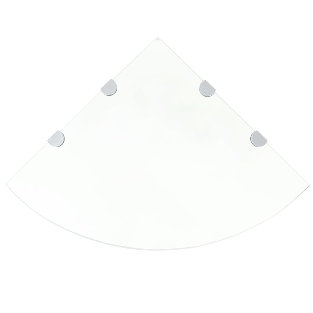 Kulmahyllyt 2 kpl kromisilla kiinnikkeillä kirkas lasi 45x45 cm