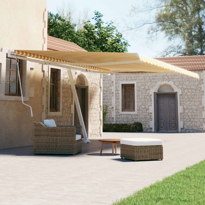 Vapaasti seisova sisäänkelattava markiisi 500x300 cm kel./valk.