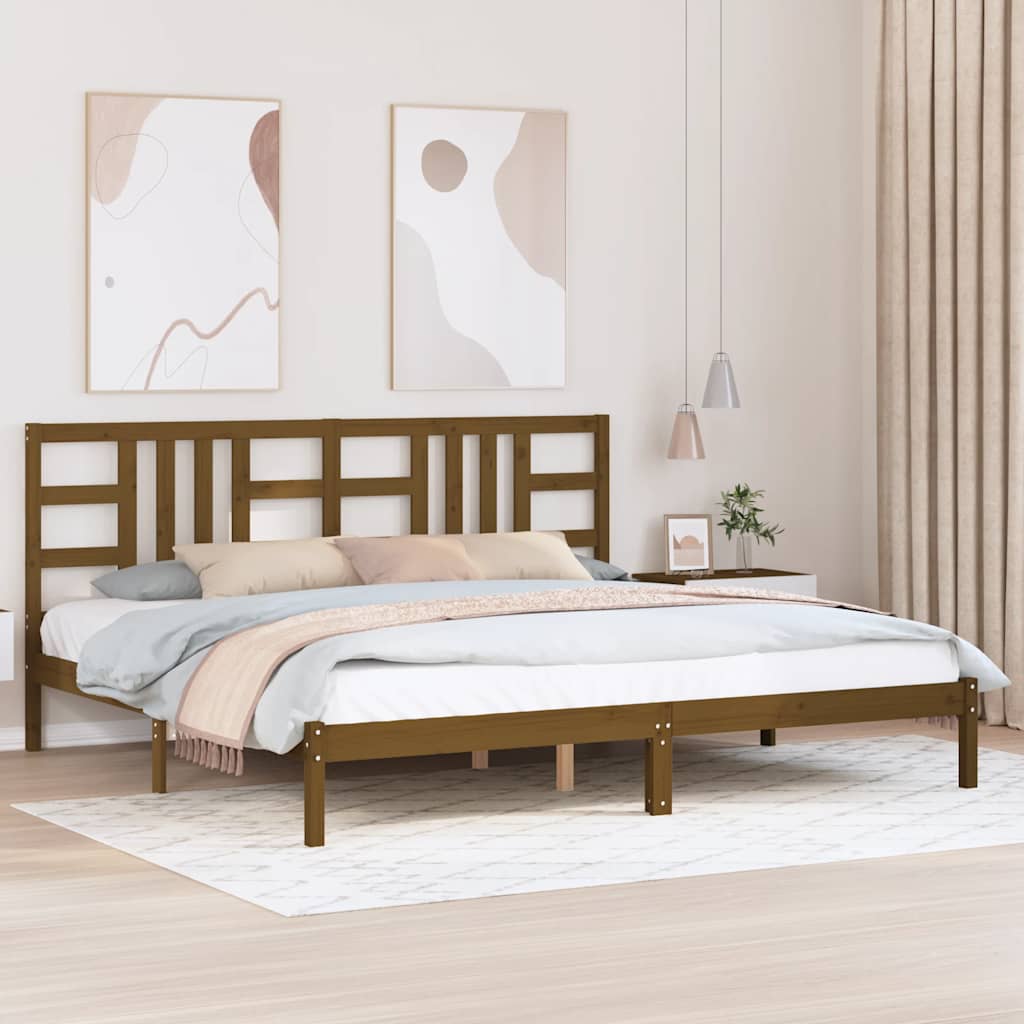 Sängynrunko hunajanruskea täysi puu 200x200 cm