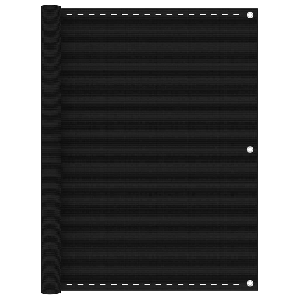 Parvekkeen suoja musta 120x500 cm HDPE
