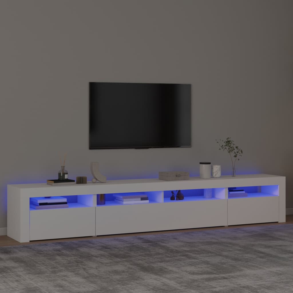 TV-taso LED-valoilla valkoinen 240x35x40 cm