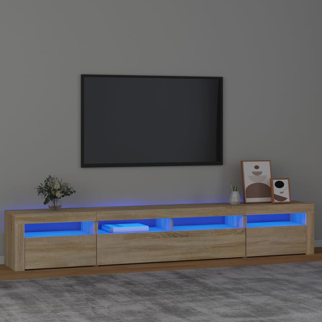 TV-taso LED-valoilla Sonoma-tammi 240x35x40 cm