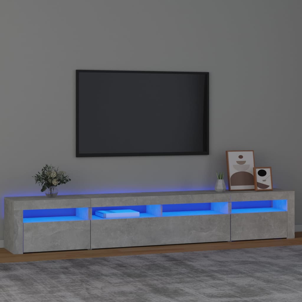 TV-taso LED-valoilla betoninharmaa 240x35x40 cm