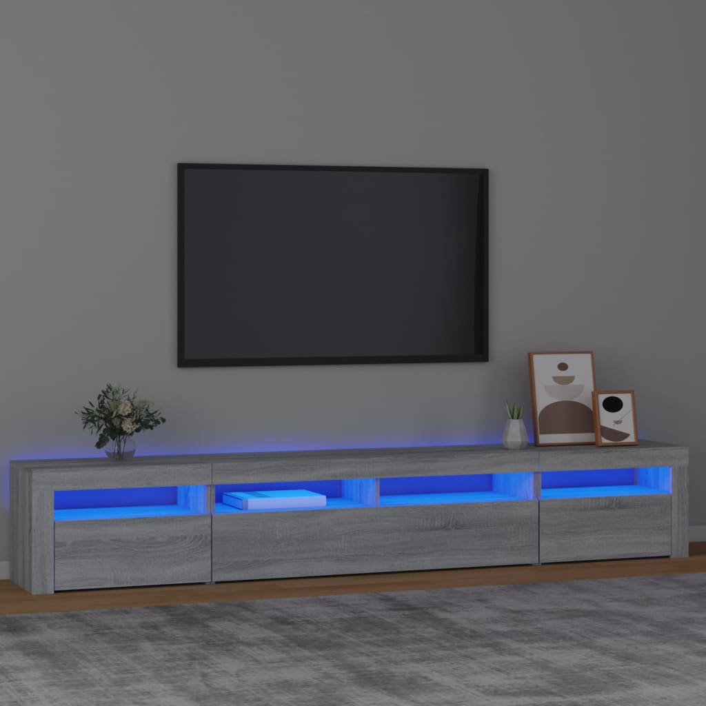 TV-taso LED-valoilla harmaa Sonoma 240x35x40 cm