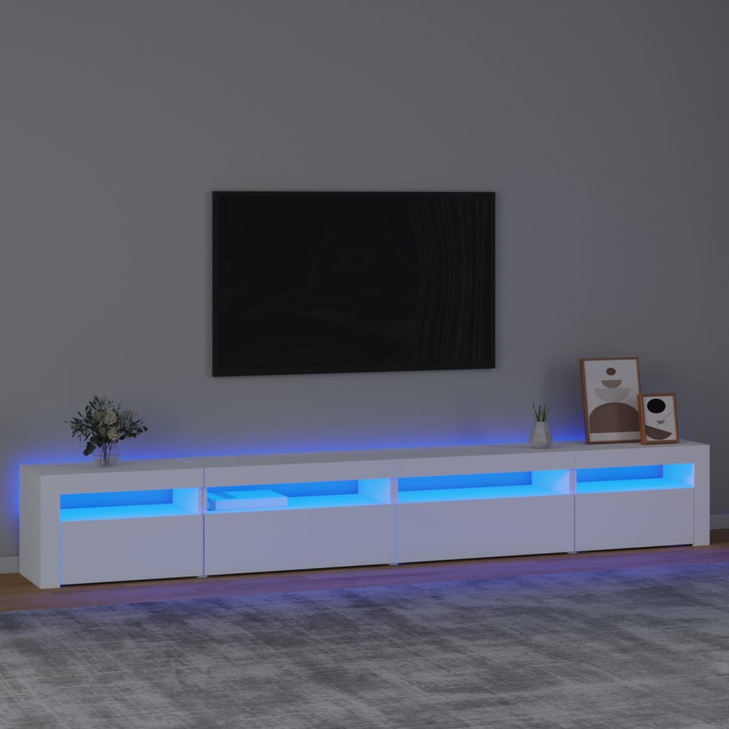 TV-taso LED-valoilla valkoinen 270x35x40 cm