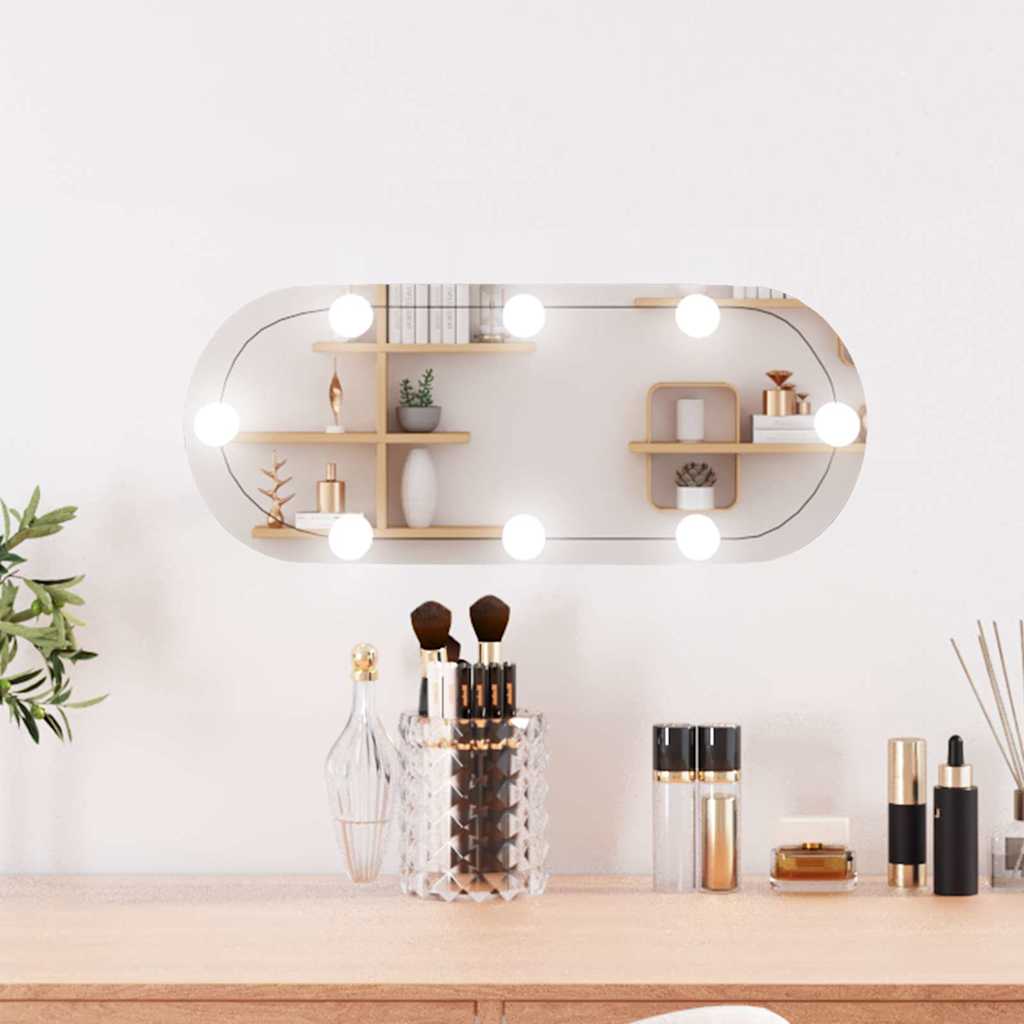 Seinäpeili LED-valoilla 20x50 cm lasi ovaali