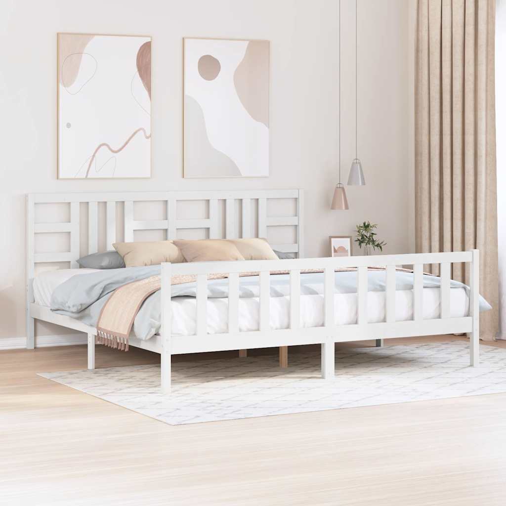 Sängynrunko ilman patjaa valkoinen 200x200 cm täysi mänty