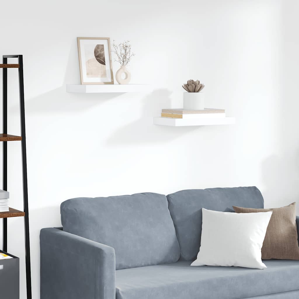 Kelluvat seinähyllyt 2 kpl valkoinen 40x23x3,8 cm MDF