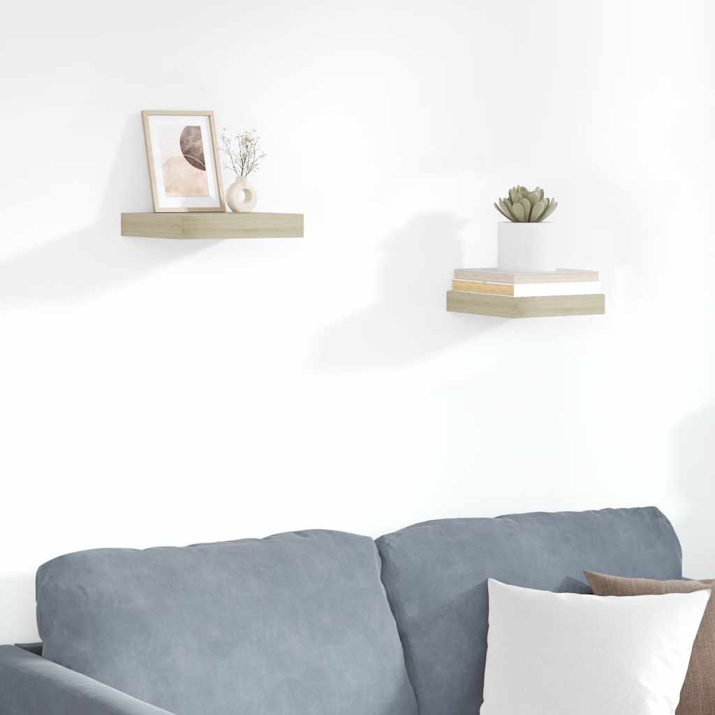Kelluvat seinähyllyt 2 kpl tammen värinen 23x23,5x3,8 cm MDF