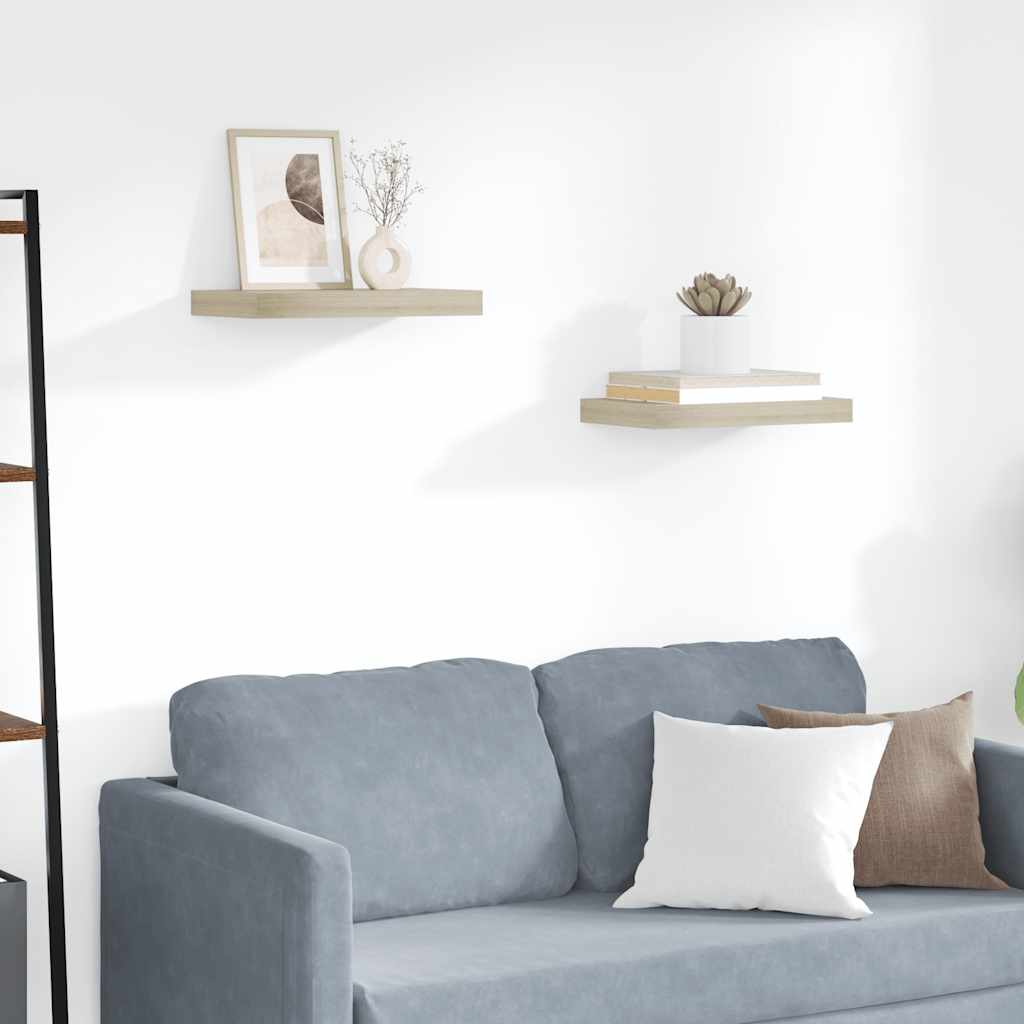 Kelluvat seinähyllyt 2 kpl tammi 40x23x3,8 cm MDF