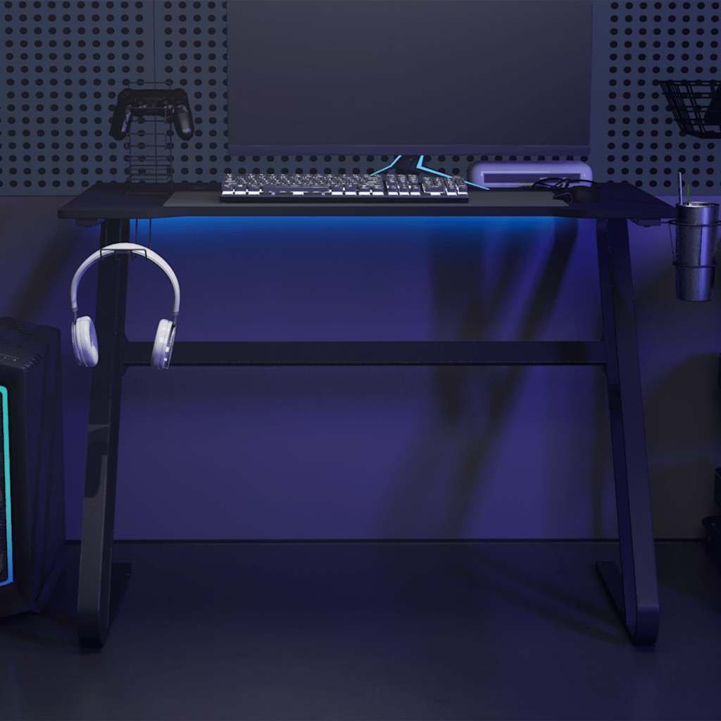 Pelipöytä ZZ-muotoisilla jaloilla musta 110x60x75 cm