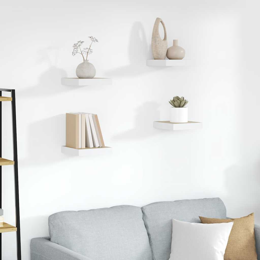 Kelluvat seinähyllyt 4 kpl tammi ja valkoinen 23x23,5x3,8cm MDF