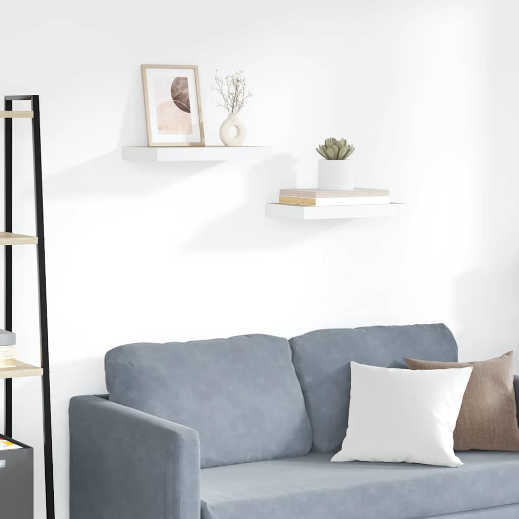 Kelluvat seinähyllyt 2 kpl tammi ja valkoinen 50x23x3,8 cm MDF