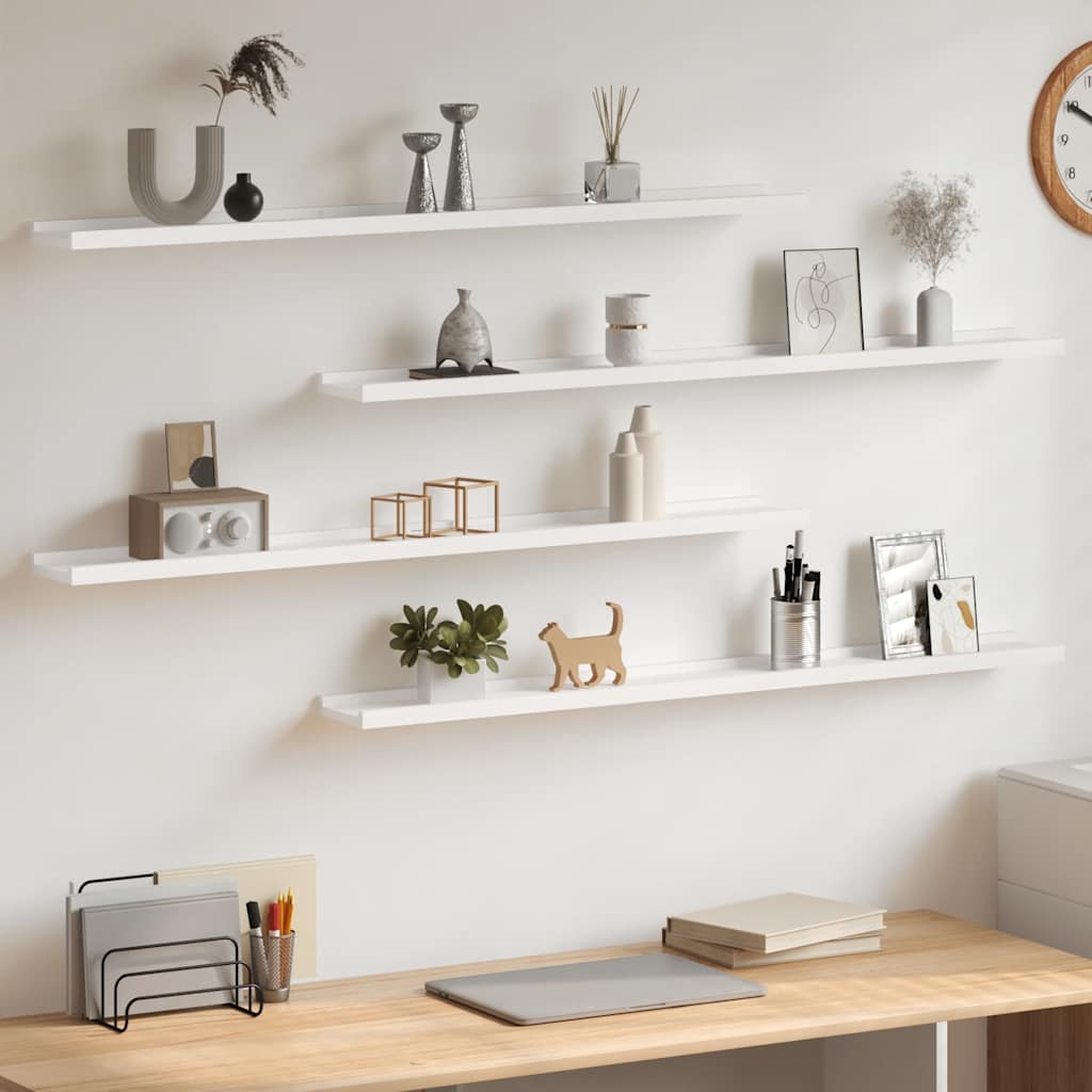 Seinähyllyt 4 kpl valkoinen 100x9x3 cm