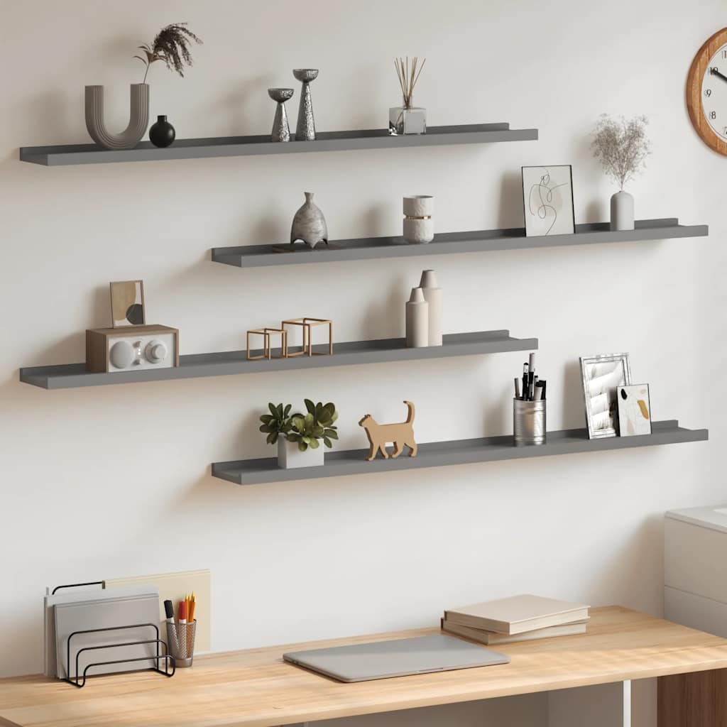 Seinähyllyt 4 kpl harmaa100x9x3 cm