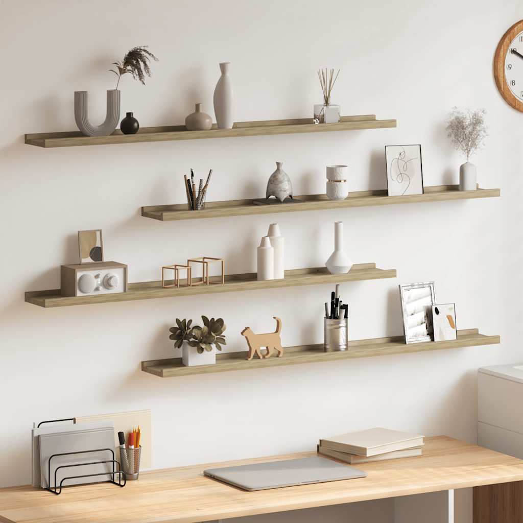 Seinähyllyt 4 kpl Sonoma-tammi 100x9x3 cm