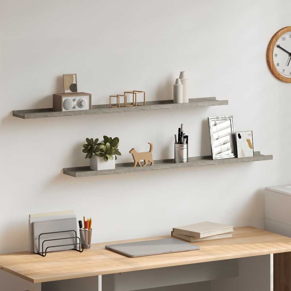 Seinähyllyt 2 kpl betoninharmaa 100x9x3 cm