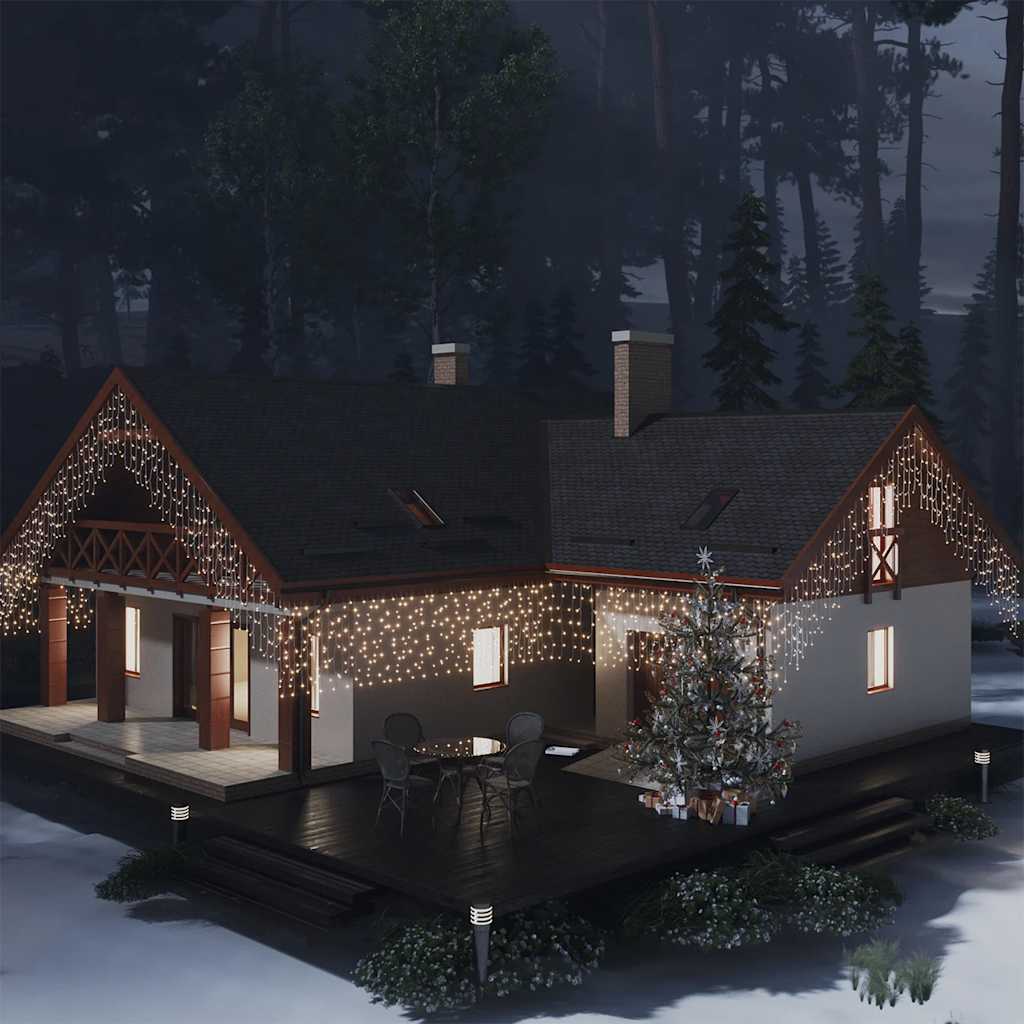 LED-valonauhaverho jääpuikot 10 m 400 LEDiä lämmin valkoinen