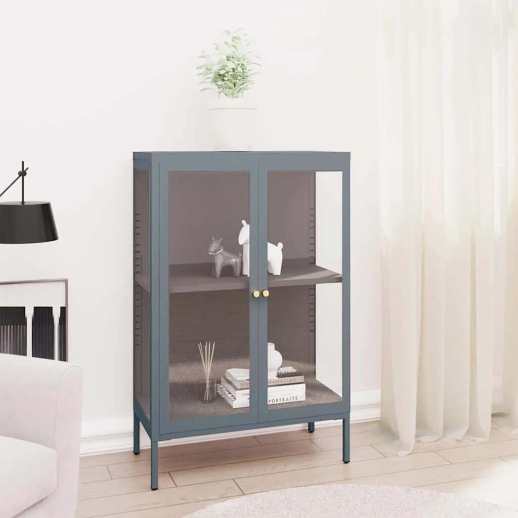 Senkki antrasiitti 75x35x105 cm teräs ja lasi