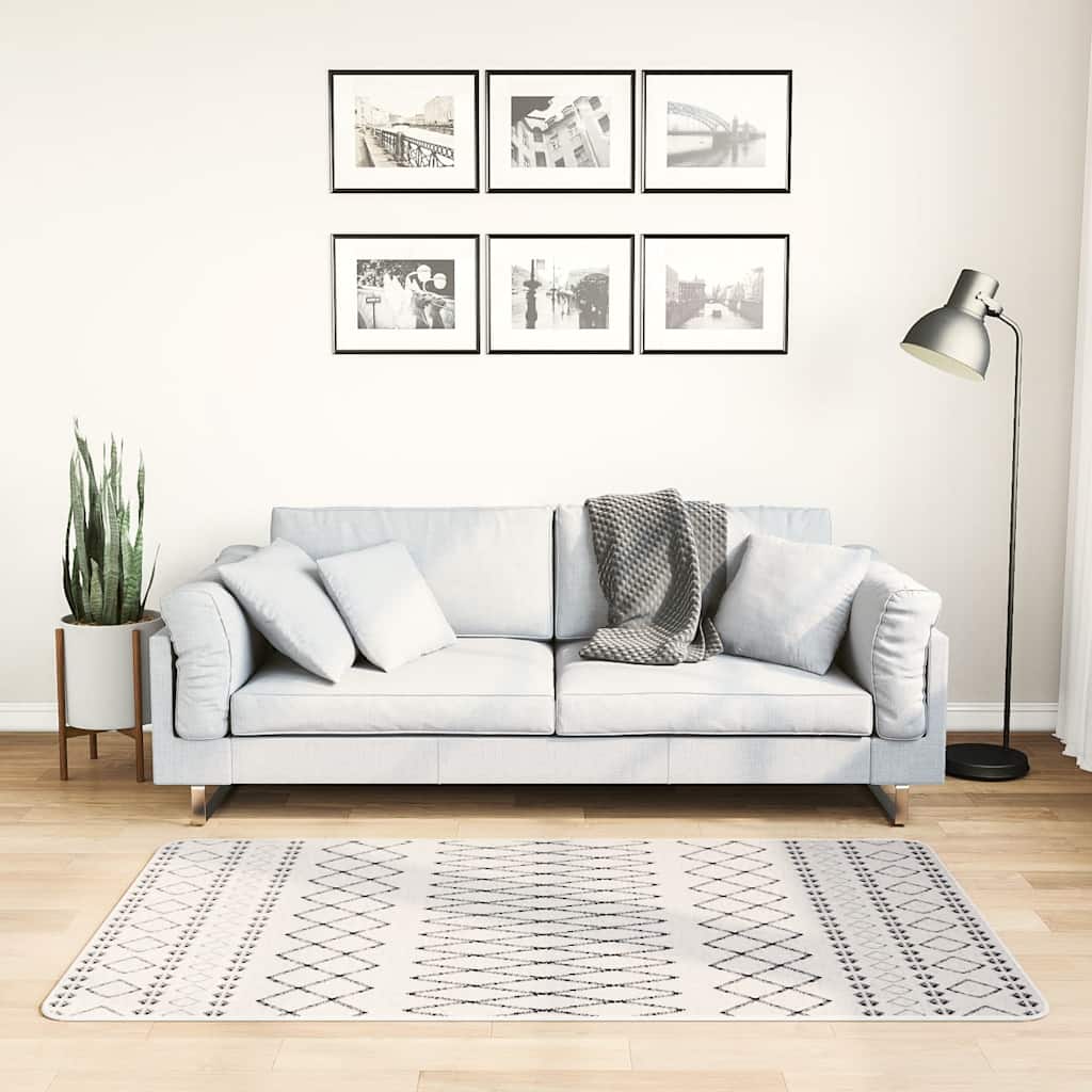 Matto pestävä 80x150 cm musta ja valkoinen liukumaton